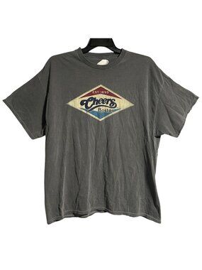 Blue 84 Graphic T-Shirt Gray Faded Pigment Dye Retro Size XXL Cotton Streetwear